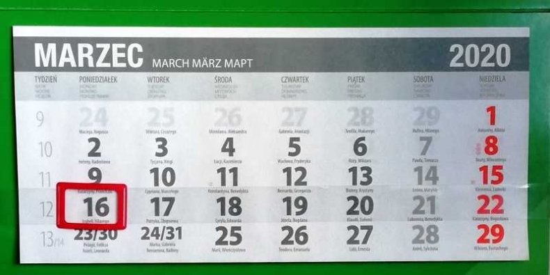 Kalendarz - marzec
