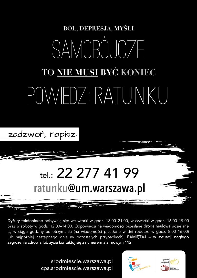 Plakat Śródmieście potencjalnym samobójcom