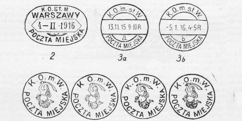 Kasowniki warszawskiej poczty miejskiej z 1915 roku