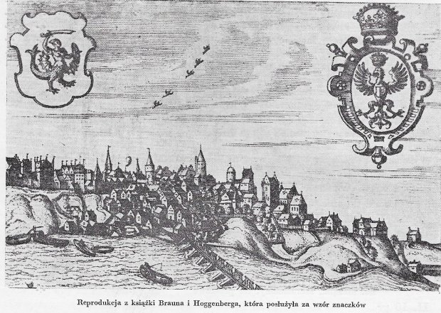 Fot. 3 - Widok panoramiczny Warszawy z końca XVI stulecia z książki Theatrum Urbium praecipuarum mundi (Kolonia1613) (fot. z książki Polskie Znaki Pocztowe, 1966)