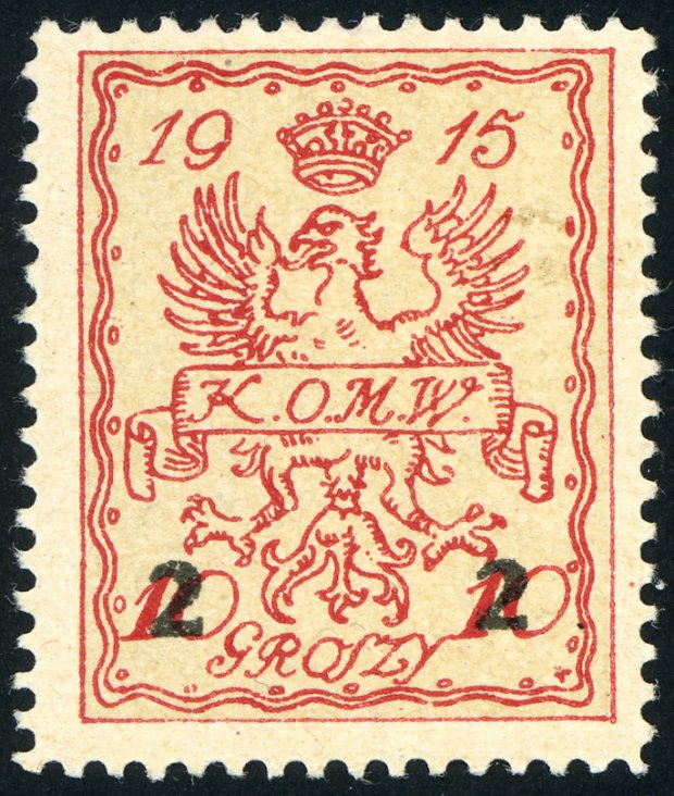 Fot. 9 - nadruk litograficzny 2 grosze na znaczku za 10 groszy w postaci dwóch cyfr 2