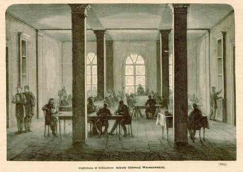 Czytelnia Szkoły Głównej w Pałacu Kazimierzowskim 1868 fot. Archiwum UW