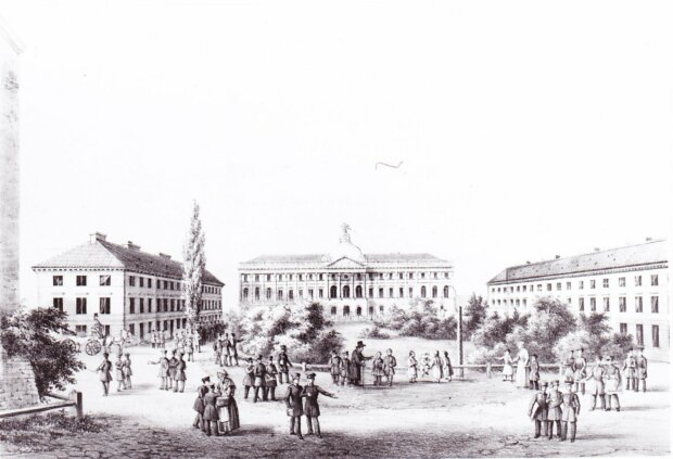  Widok dziedzińca UW z Pałacem Kazimierzowskim, 1828 fot. Archiwum UW