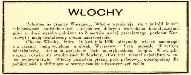 Włochy opis z dodatku do miesięcznika ''Dom-osiedle-mieszkanie'' z początku lat 30