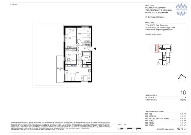 Lazurowe Apartamenty - karta lokalu nr 10 na 2 piętrze