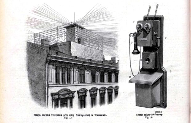 Stacja Głowna i aparat mikrotelefonowy w 1882 r.