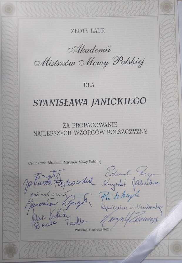 Mistrz Mowy Polskiej dyplom
