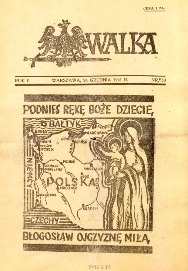 Ilustracja wigilijna na okładce pisma Walka nr 50 z 24 grudnia 1941 r. Źródło Polona