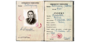 Indeks Witolda Smentka studenta Wydziału Historycznego Uniwersytetu Warszawskiego, który w 21 kwietnia 1937 r. przeszedł operację zmiany płci jeszcze jako Zofia Smętek. Źródło: Archiwum UW