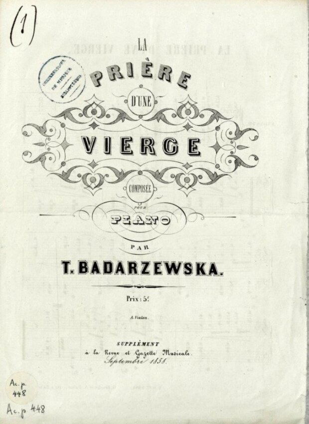 Okładka kompozycji . W 1858 roku została dołączona jako dodatek nutowy do tygodnika muzycznego ''Revue et Gazette Musicale de Paris''