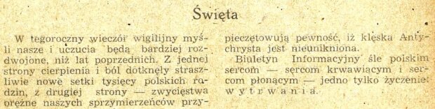 Życzenia Świąteczne Biuletyn Informacyjny nr 50 z 24 12 1942 r.