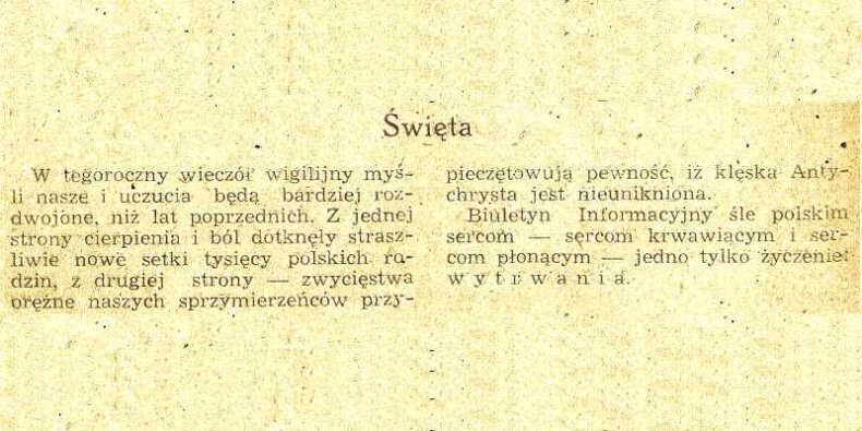 Życzenia Świąteczne - Biuletyn Informacyjny nr 50 z 24 grudnia 1942 r.