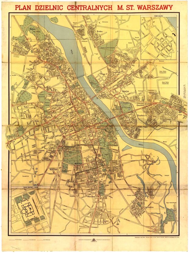 Mapa Warszawy z 1955 roku