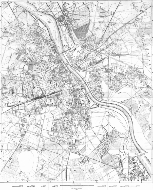 Plan Warszawy z 1935 r. Zarząd Miejski w m. st. Warszawie - Dział Regulacji i Pomiarów w 1935. Scala 1 do 100 000. Skan Wikimedia