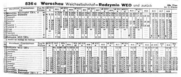 Rozkład jazdy kolejki marecko-radzymińskiej z roku 1944 Fot. Jakub Kisieliński (koleo.pl)