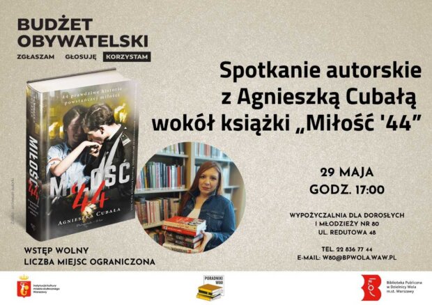 Plakat spotkania autorskiego z Agnieszką Cubałą