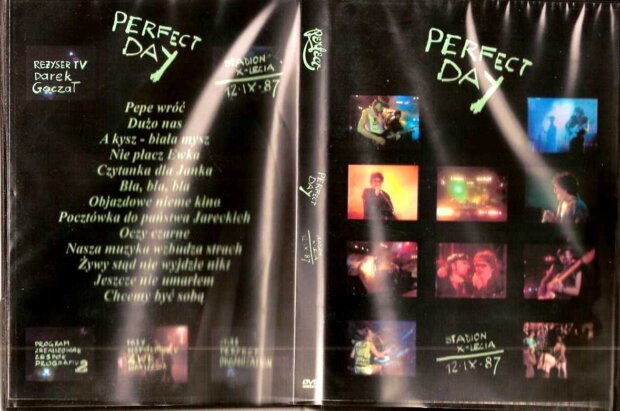 Koncert Perfect Day z 12-09-1987 r. Okładka płyty video z koncertu. Realizacja TVP2. Zdjęcie Seweryn Reszka (https://perfectrockband.pl/)