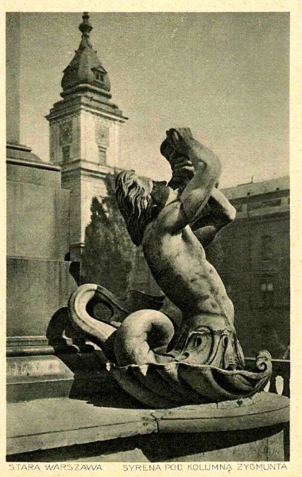 Tryton (zwany też Sytreną lub Meluzyną) jako element fontanny pod Kolumną Zygmunta III Wazy. Fot. Arch. autorki