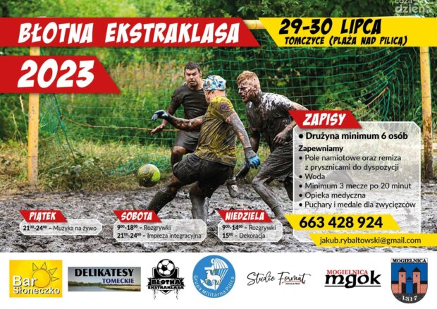 Błotna Ekstraklasa w Tomczycach - plakat. Fot. Bar Słoneczko