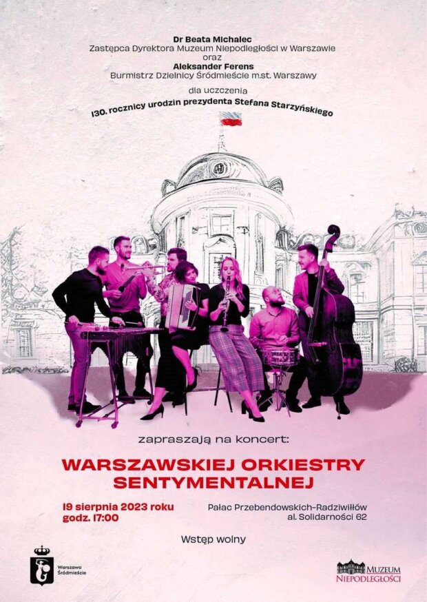 Zapowiedź koncertu Warszawskiej Orkiestry Sentymentalnej w 130. rocznicę urodzin Prezydenta Warszawy Stefana Starzyńskiego w Muzeum Niepodległości