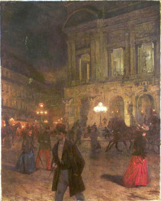Opera paryska w nocy, Aleksander Gierymski. Źr. Cyfrowe MNW