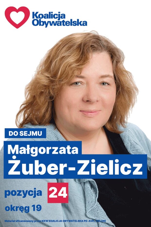 Ulotka wyborcza Małgorzaty Żuber-Zielicz, która kandyduje z pozycji 24 do Sejmu RP z listy KO (6)