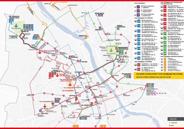 Mapa linii cmentarnych - 1 XI 2023 r. Fot. ZTM