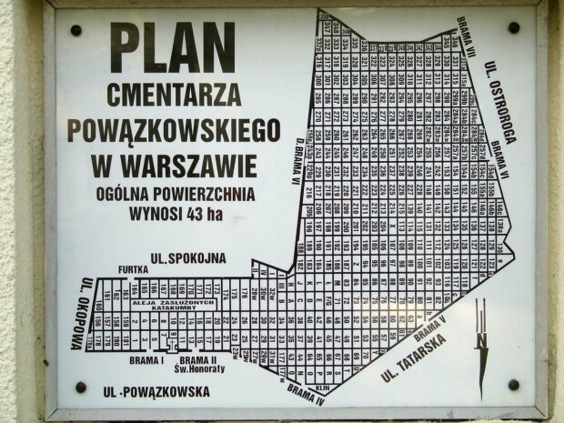 Stare Powązki, plan cmentarza, fot. Hubert Śmietanka źr. Wikimedia