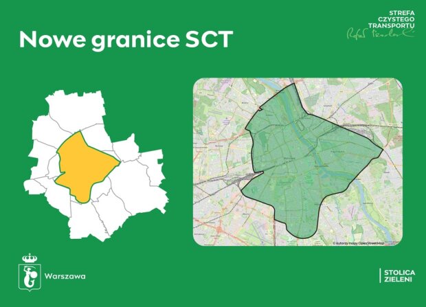 Nowe granice Strefy Czystego Transportu w Warszawie. Fot. UM Warszawy