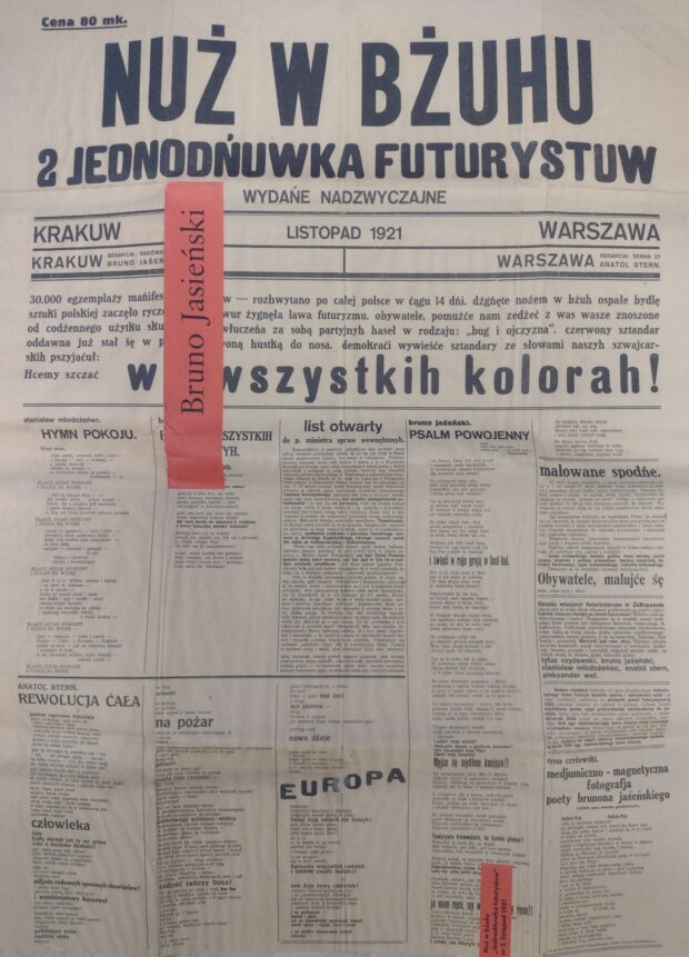 Nuż w Bżuhu - 13 XI 1921 r. - zbiór wierszy oraz tekstów krytycznych i publicystycznych wydany w postaci dwustronnego plakatu niemal metrowej wysokości. Z archiwum autora