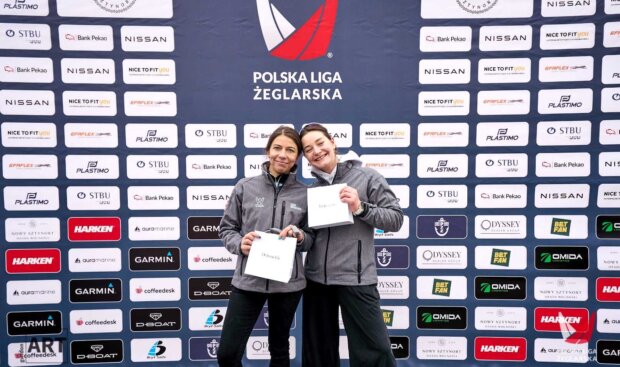 Katarzyna Harc i Barbara Mrozowicz z Onboard w 1. rundzie 1. ligi w Sztynortcie. 19 -21 04 2024 r. Fot. Gwidon ART