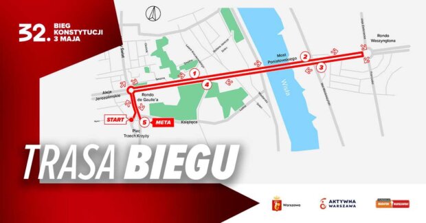 Trasa Biegu 3 maja w 2024 roku. Fot. mat. prasowy