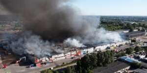 Pożar KDT przy ul. Marywilskiej. Fot. Marcin Banaszkiewicz