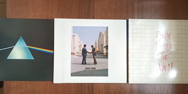 Pink Floyd fragmenty okładek trzech płyt