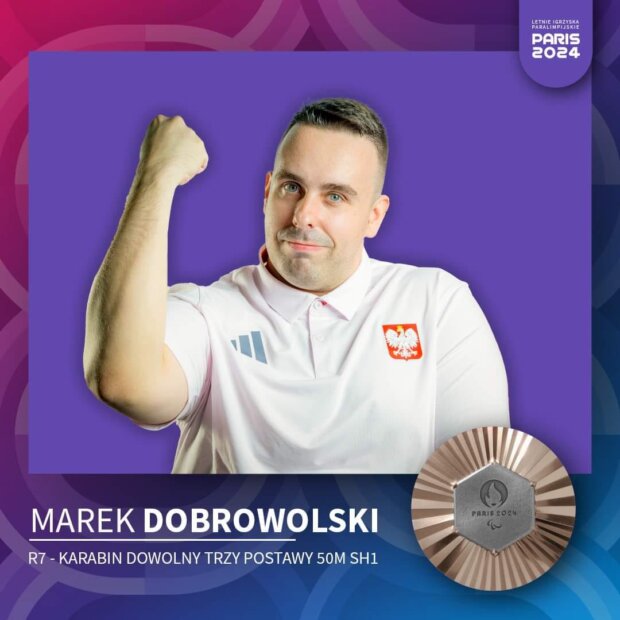 Marek Dobrowolski - zdobył brązowy medal w strzelectwie na Paraolimpiadzie w Paryżu 2024. Fot. PKParaOl.