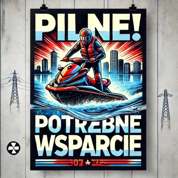 Pilne potrzebne wsparcie grup ratowniczych posiadających skutery wodne -Grafika WOPR Nysa