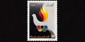 Znaczek pocztowy jaki Poczta Algierii wyemitowała z okazji Olimpiady w Los Angeles Znaczek w 1984 r. Fot. Adam Ciesielski CitizenA
