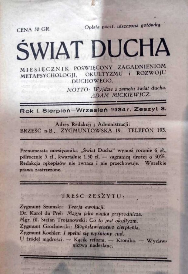 ''Świat Ducha'' - pismo ezoteryczne. Ze zbiorów autora