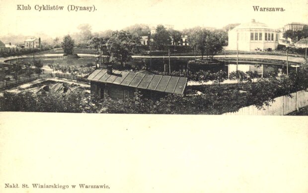 Welodrom WTC na Dynasach, ok. 1900 r. Widoczna rotunda i staw w środku stadionu Fot. źr. NAC
