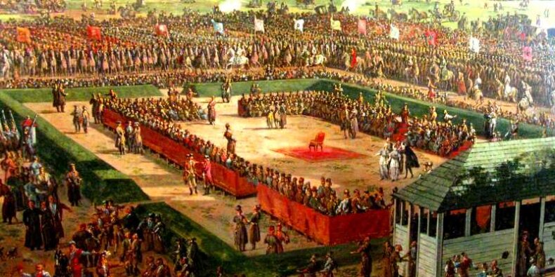 Elekcja Stanisława Augusta - fragment obrazu autorstwa Bernarda Bellotta. Bernard Bellotto (Wikimedia)
