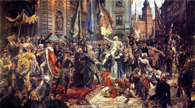 Uchwalenie Konstytucji 3 maja - król wchodzi do kolegiaty św. Jana. Jan Matejko (Wikimedia)