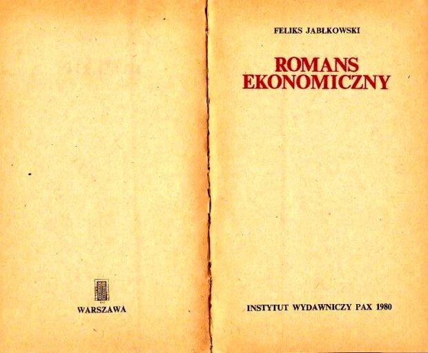 Książka "Romans ekonomiczny" Feliksa Jabłkowskiego - pierwsze strony książki Romans Ekonomiczny. Źr. One.Bid.pl