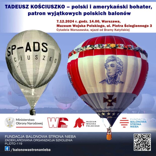 Zaproszenie na spotkanie o Balonach Kościuszko w Muzeum Wojska Polskiego. Fundacja BSN