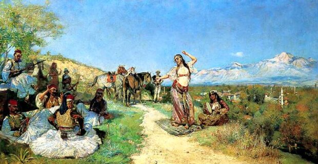 Odpoczynek w czasie podróży, Wacław Pawliszak po 1893 r, olej, płótno, z czasu pobytu Pawliszaka w Albanii. Fot. Arch. autora