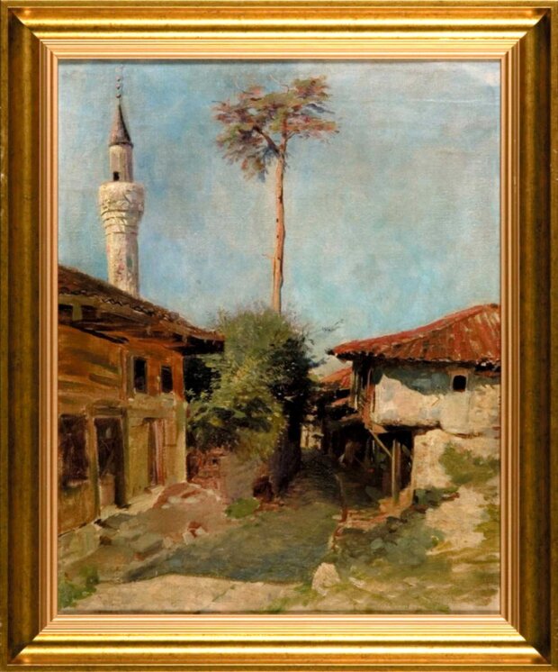 Uliczka w Ałuszcie, obraz Wacława Pawliszaka z 1890 r., olej na płótnie. Fot. AgraArt