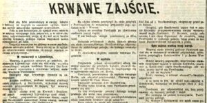 Wycinek artykułu z opisem nieszczęsnego zdarzenia - w restauracji Lijewskiego. Goniec Poranny, 19-01-1905 r. Fot. CRIPSA.UW.EDU.PL