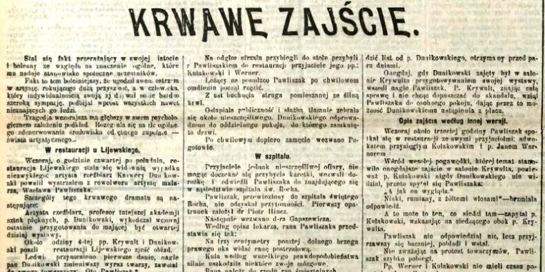 Wycinek artykułu z opisem nieszczęsnego zdarzenia - w restauracji Lijewskiego. Goniec Poranny, 19-01-1905 r. Fot. CRIPSA.UW.EDU.PL