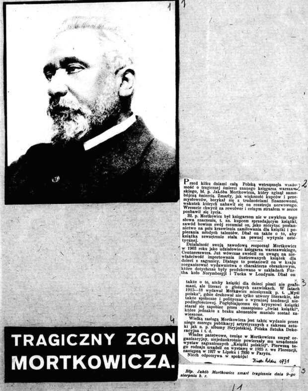 Notatka prasowa o śmierci Jakuba Mortkowicza z Archiwum Państwowego w Warszawie. Fot. arch. autora