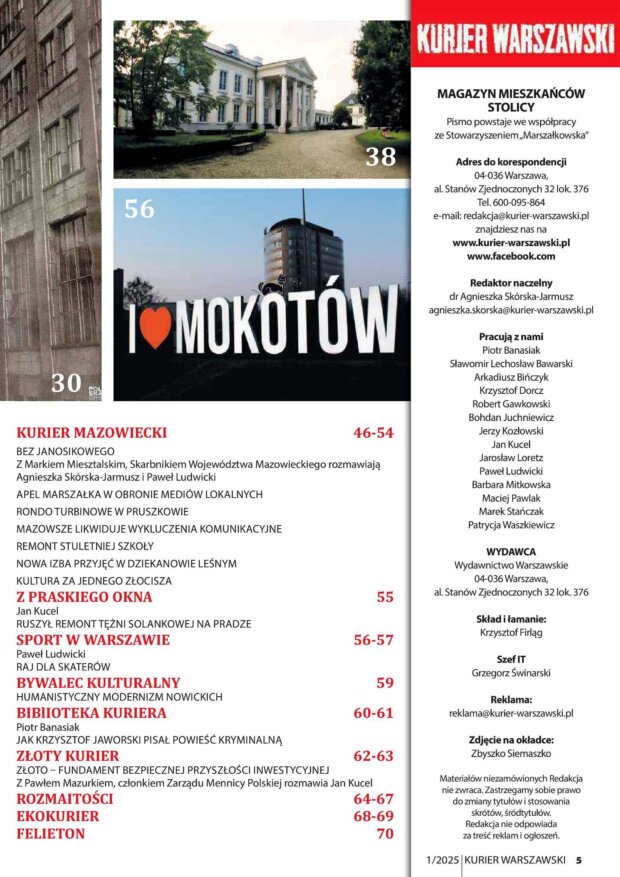 Kurier Warszawski - spis treści 1. Fot. Kurier Warszawski