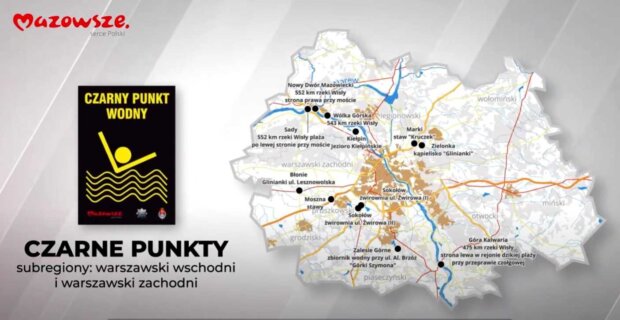 12 czarnych punktów wodnych - w okolicach Warszawy. Fot. UMWM